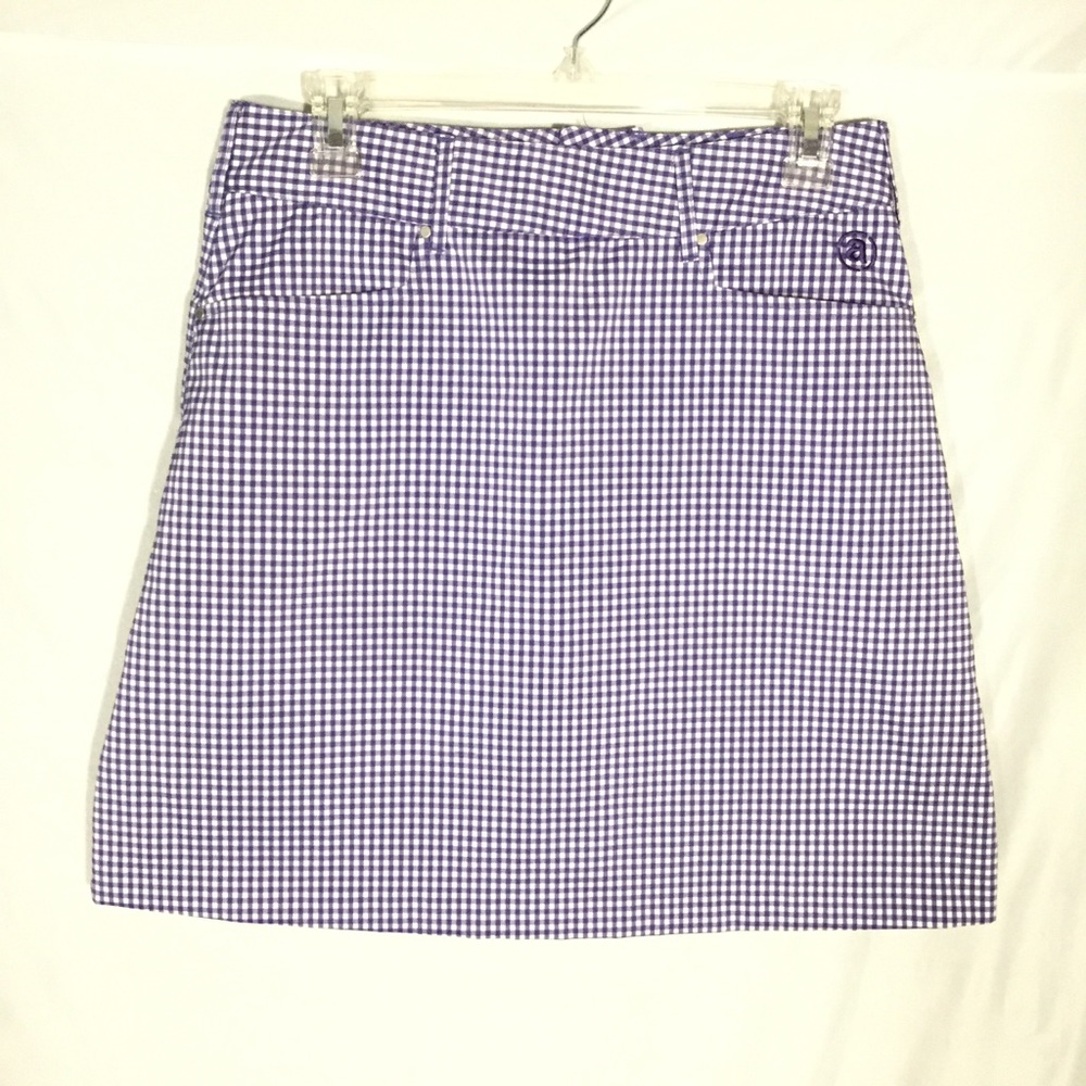 Abacus Golf Checkered Purple White Skort Short